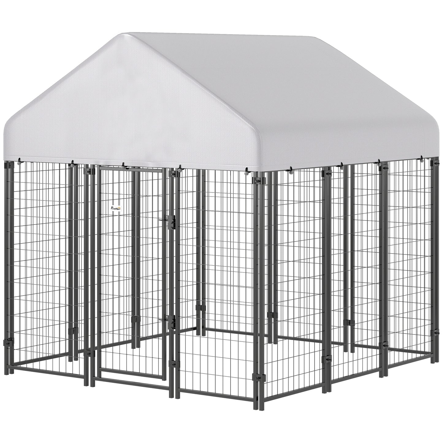 Heavy Duty Outdoor Dog Kennel with Roof, 6x6ft Welded Wire Playpen, Escape-Proof Lock