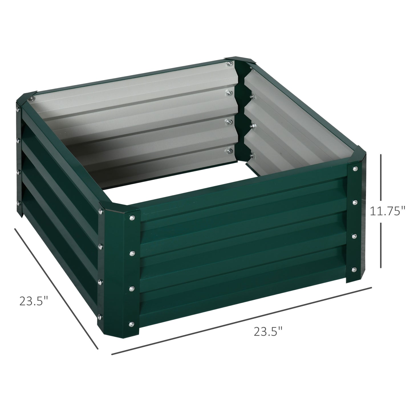 Galvanized Raised Garden Bed Set of 2 - Steel Planter Boxes for Vegetables and Flowers, Rust-Resistant, Easy Assembly, Green, 670x345x60 mm