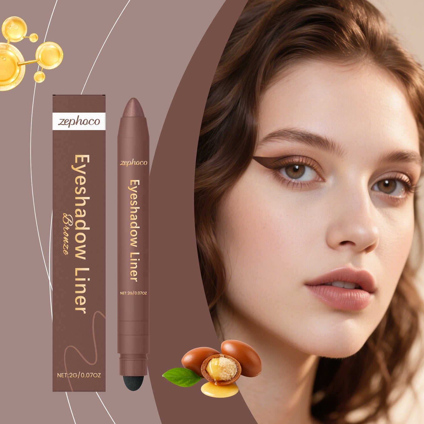 2-in-1 Eyeliner Pen Bronze for Precise Eye Makeup - 2g