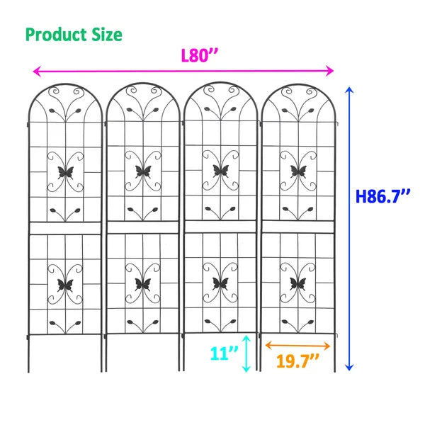 Metal Garden Trellis - 86.7" x 19.7" Rustproof Support for Climbing Plants