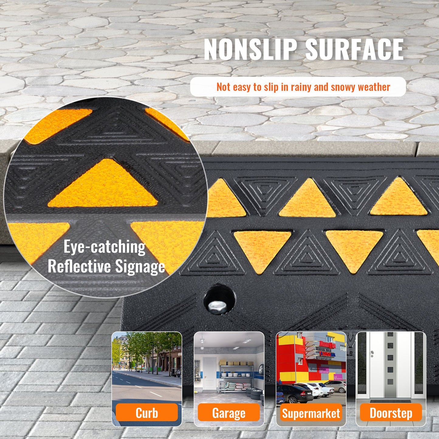 Heavy-Duty Rubber Curb Ramp 2 Pack - 15 Ton Capacity Driveway Thresholds