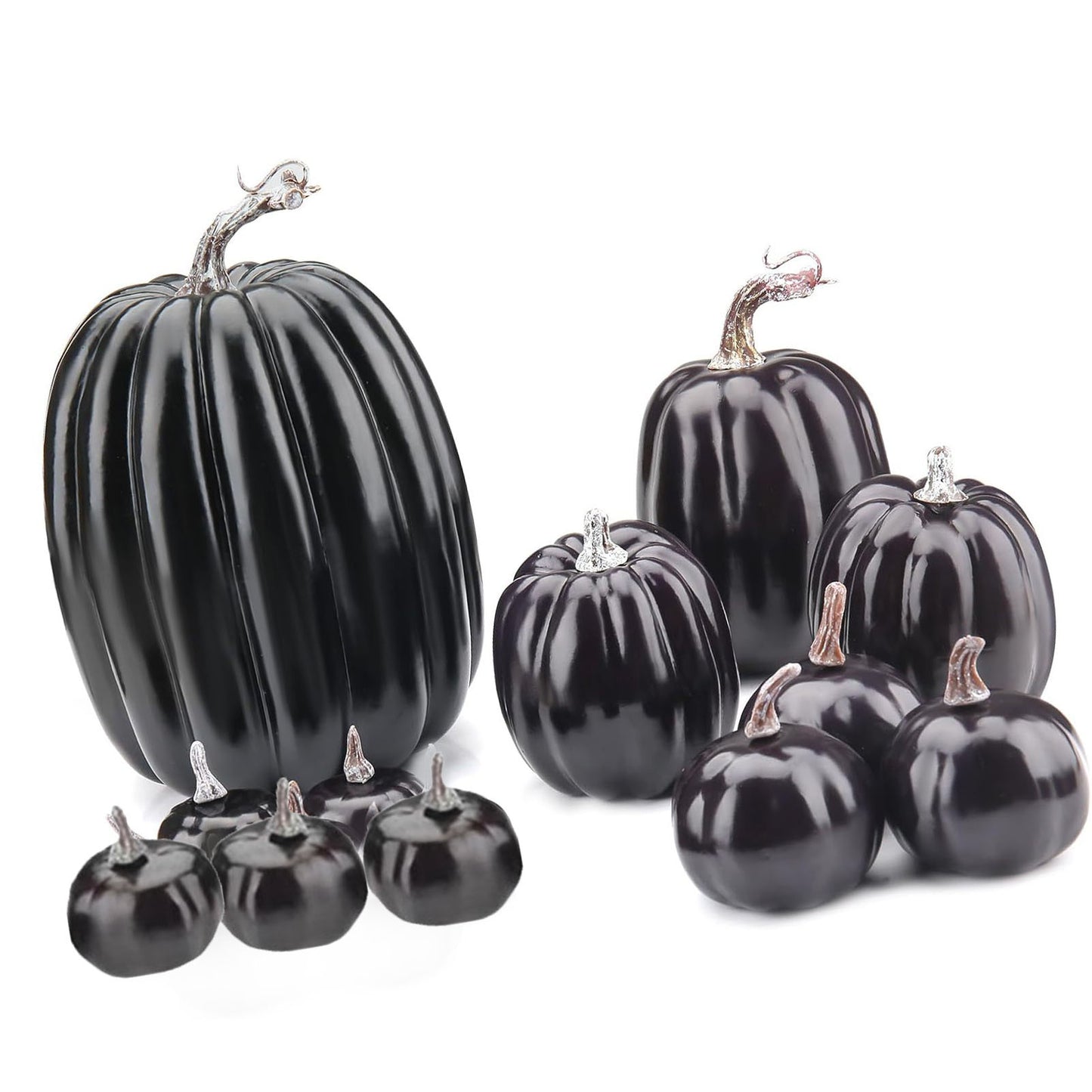 14pcs Black Foam Artificial Pumpkins for Fall Decorations