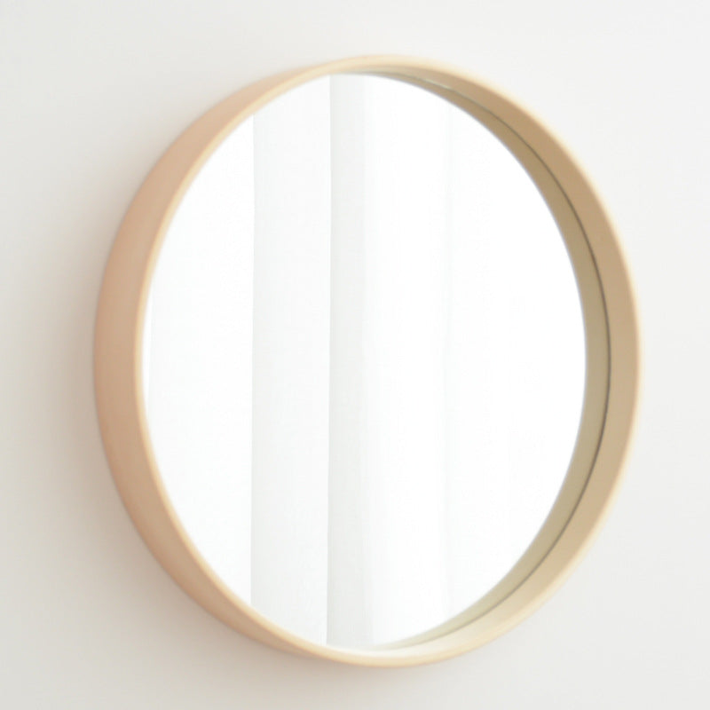 Solid Wood Bathroom Mirror Wall Hanging Round Mirror Modern Bedroom Decor