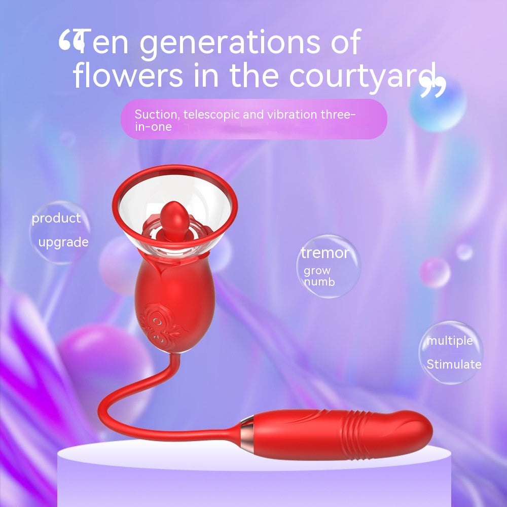 Double-Headed Sucking Tongue Licking Vibrator Device - Electric Silicone Adult Wellness