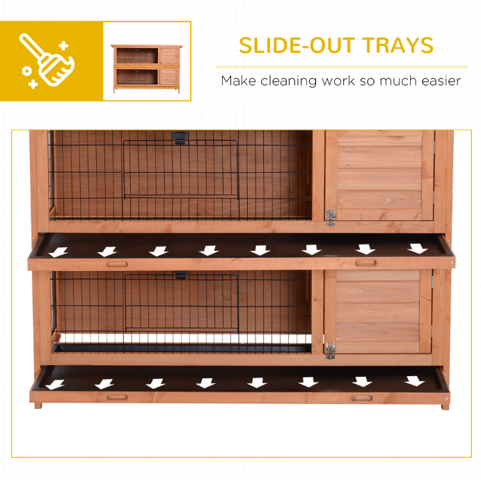 Outdoor 2-Tier Rabbit Cage with Removable Dividers and Pull-Out Trays - Orange