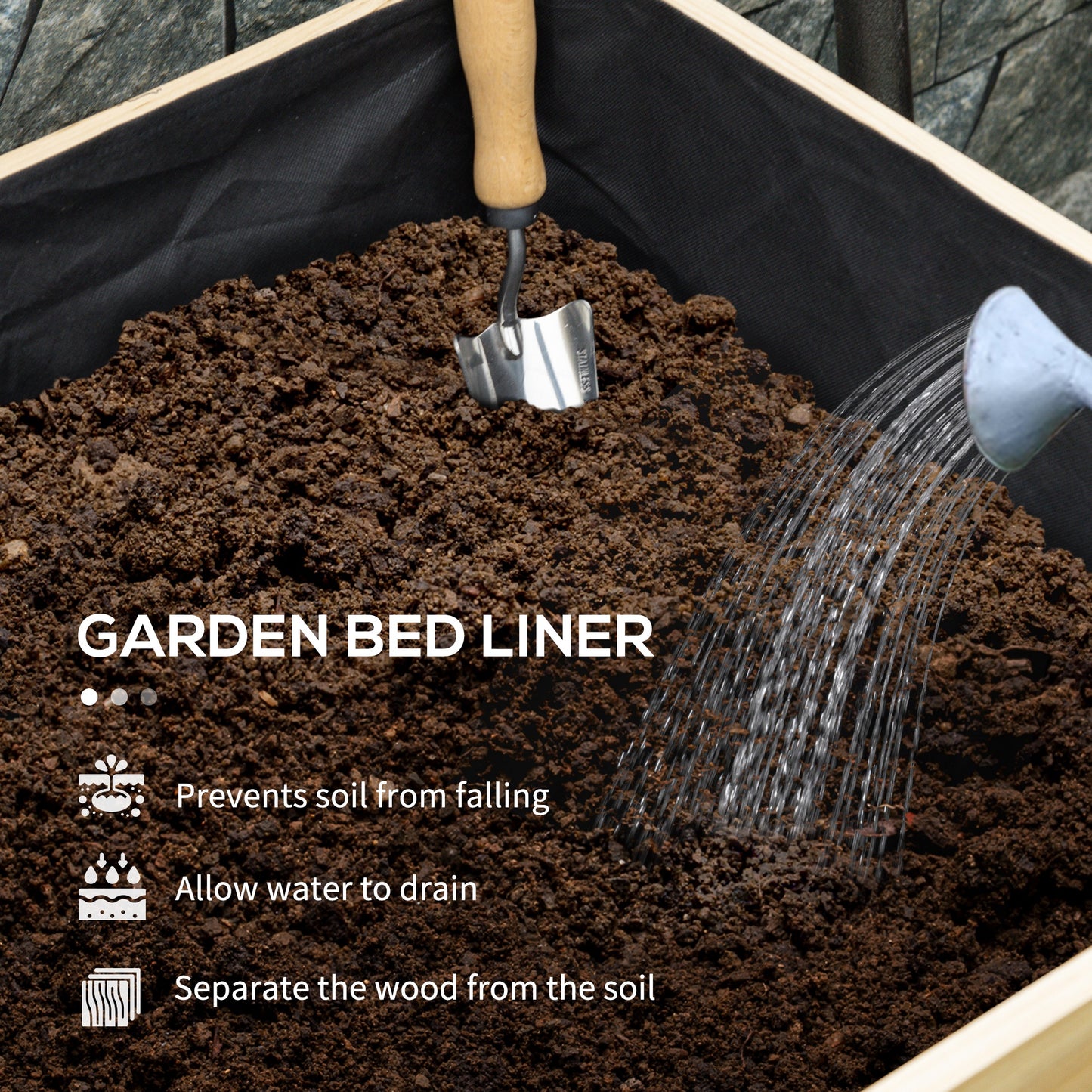 Large Wooden Raised Garden Bed with Legs, Drain Holes & Liner - Natural Finish