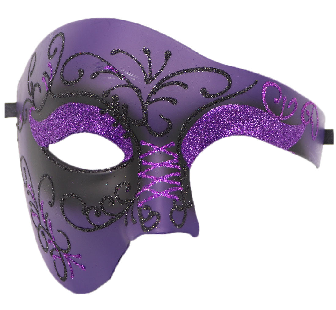 One-Eye Half Face Party Mask - Antique Gold Silver Black for Halloween