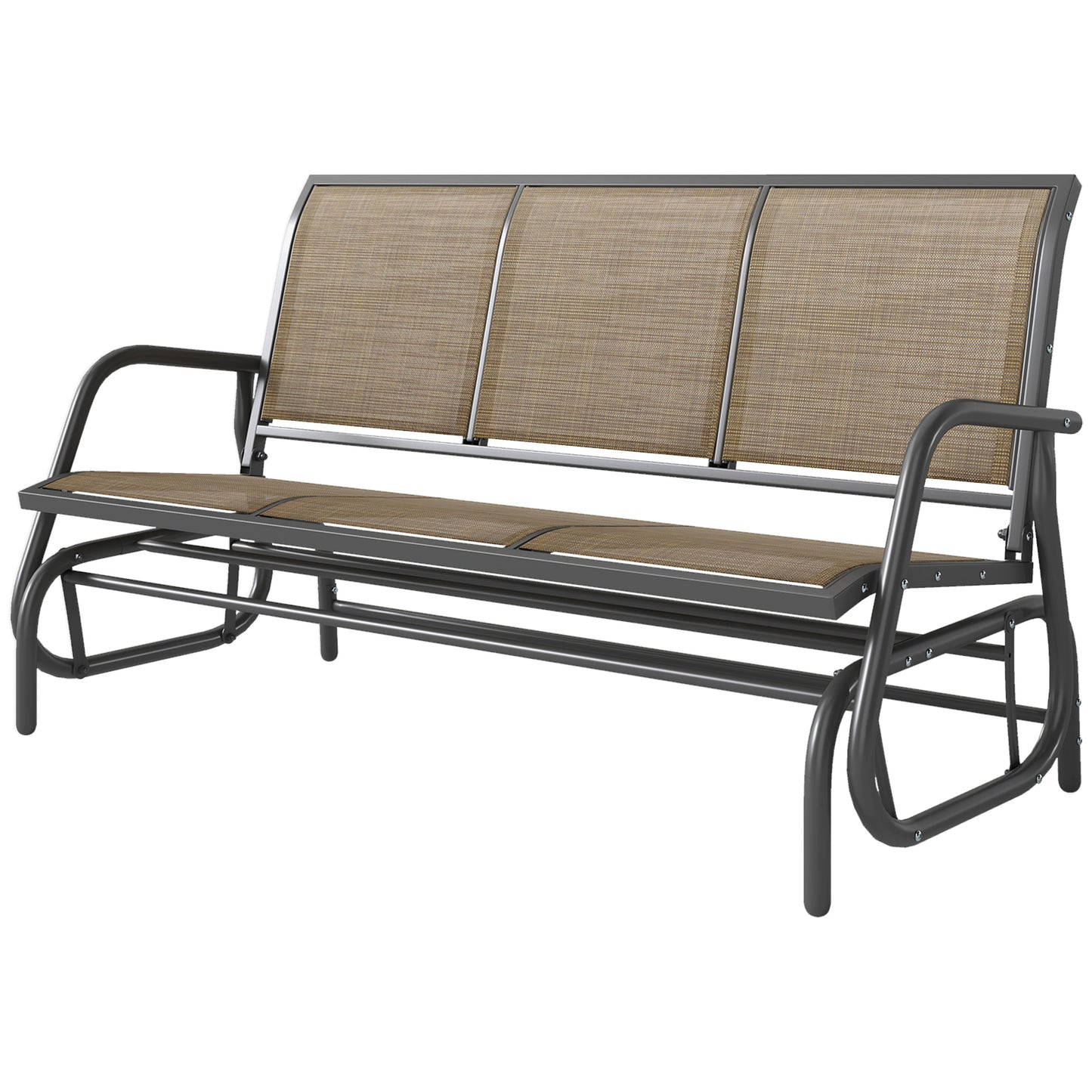 3-Person Outdoor Glider Bench - Breathable Mesh, Metal Frame