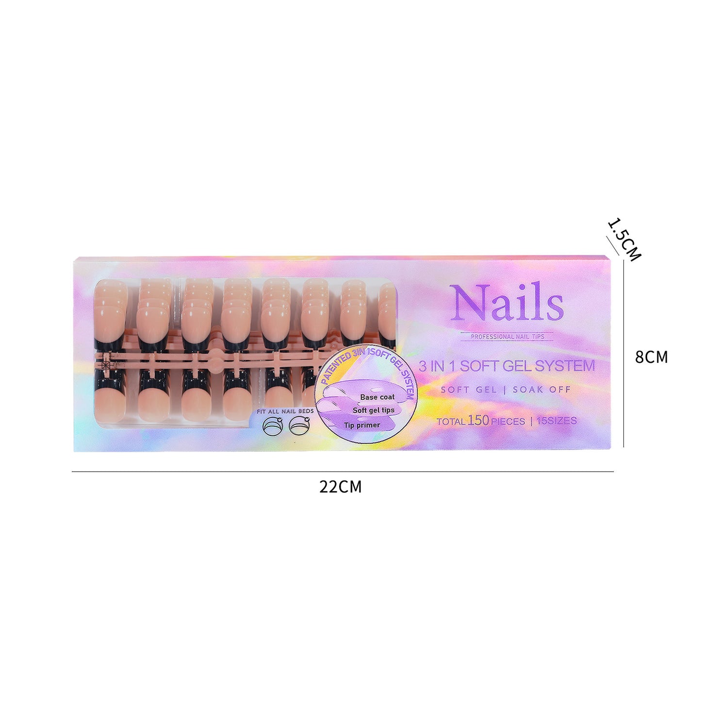 Black Nail Wraps - Seamless, Removable Nail Art Stickers for Ladies