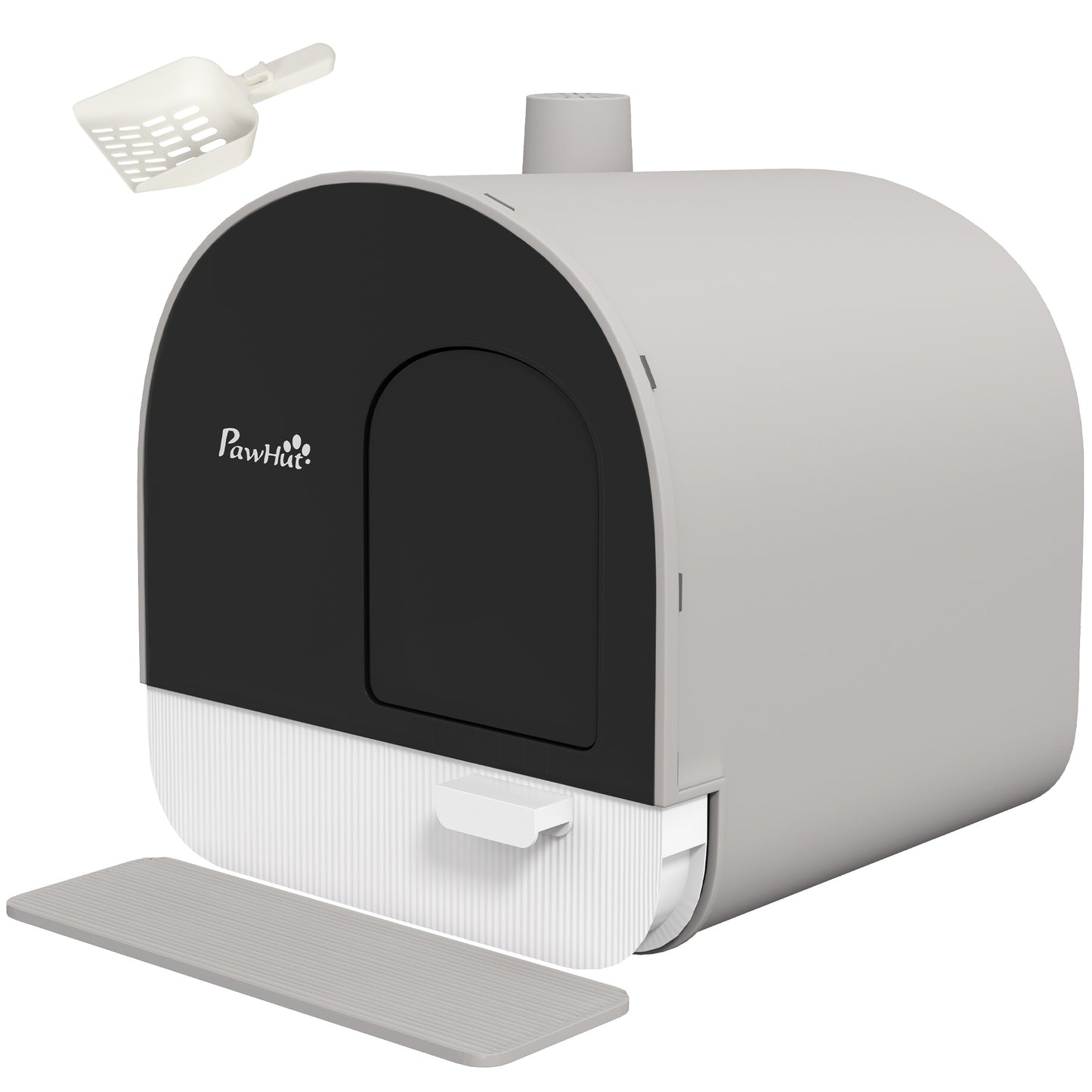 Hooded Cat Litter Box with Scoop & Filter - Light Gray, 475x455x460mm