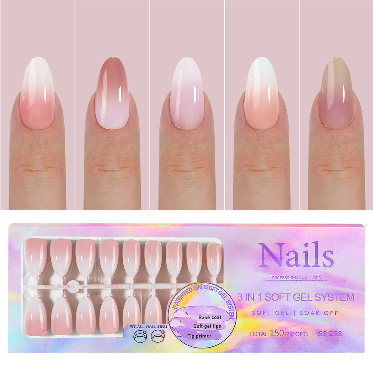 Manicure Nail Art & Wear Armor Set - French Seamless Detachable Tips