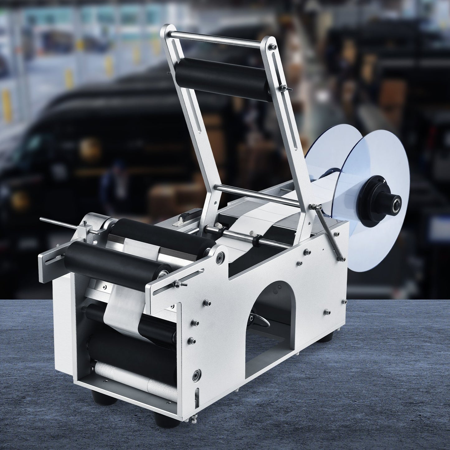 Semi-Automatic Round Bottle Labeling Machine - Electric Applicator for 0.78-4.72 Inch Bottles