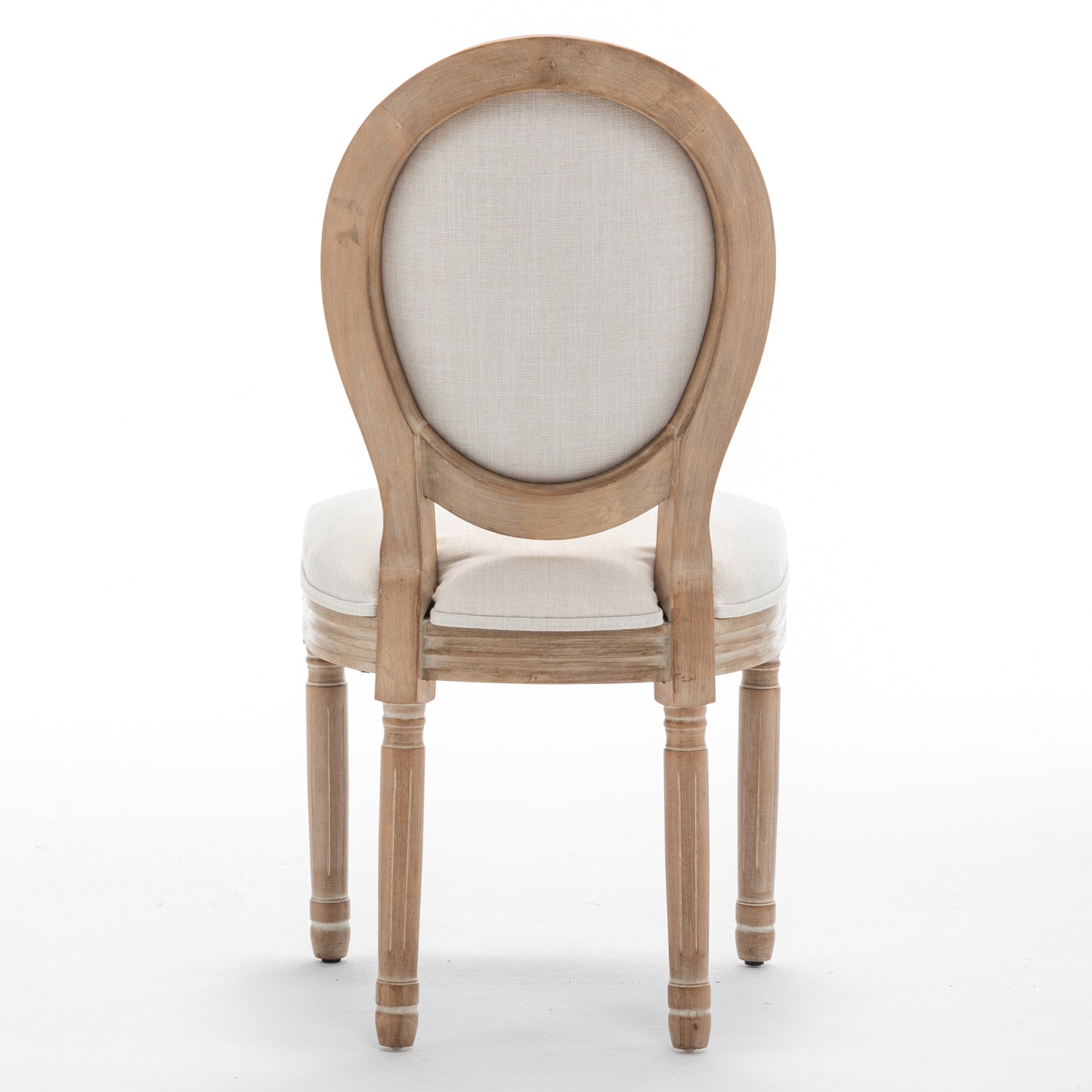 Farmhouse Dining Chairs Set of 2 - Solid Wood Frame with Linen Cushions, Beige
