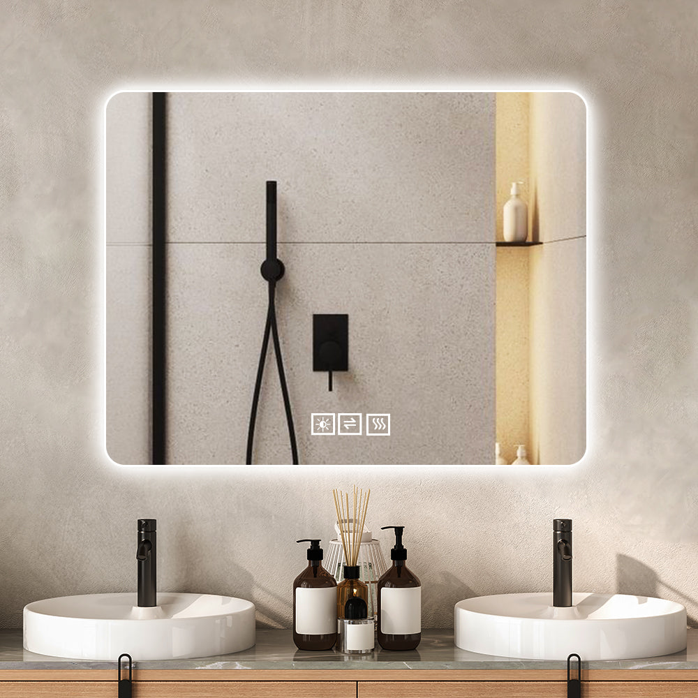 28x36 Inch LED Backlit Bathroom Mirror - Anti-Fog, Dimmable