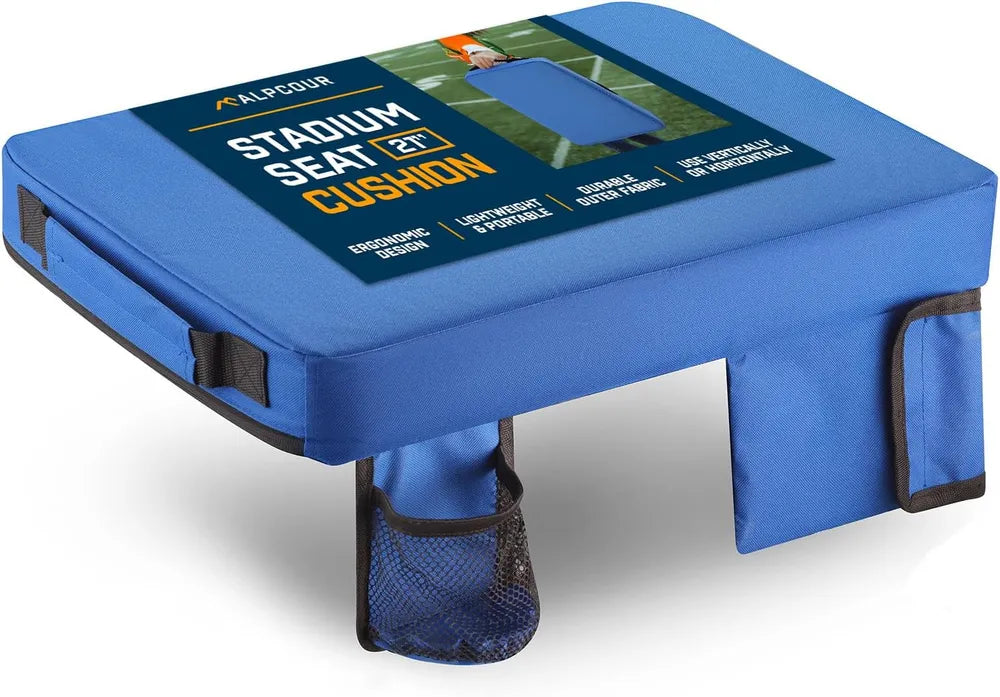 Portable Stadium Seat Cushion - Extra Thick 21x15 Inch with Pocket