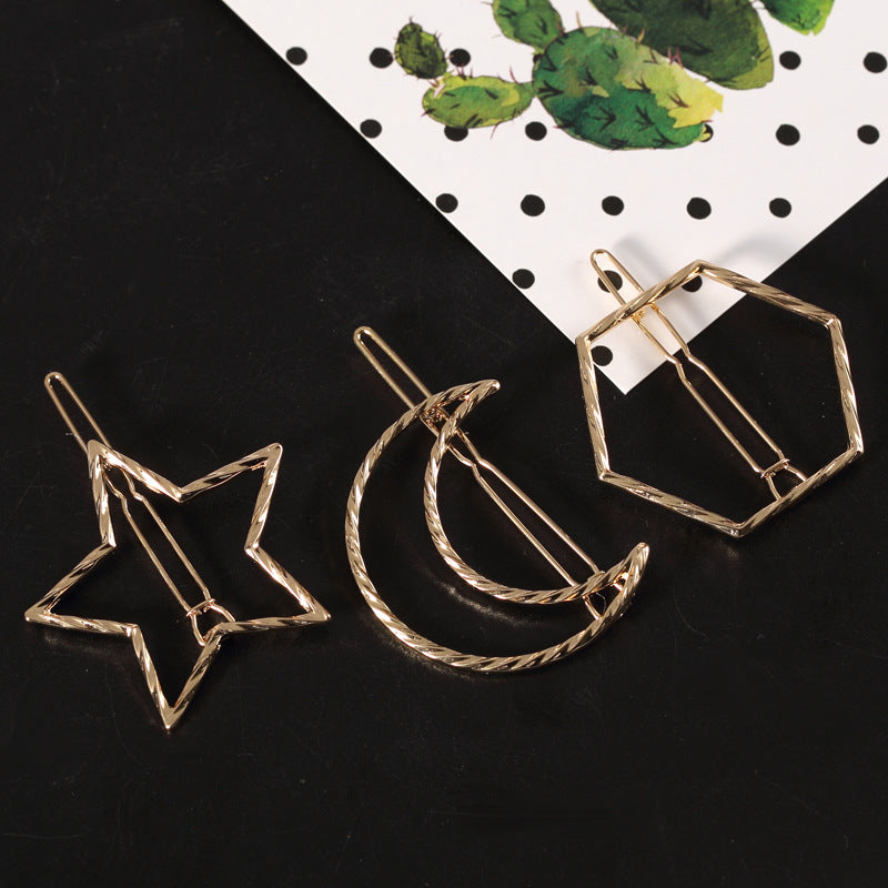 Hollow Geometric Hair Clips Set - Multilateral Barrettes for Women