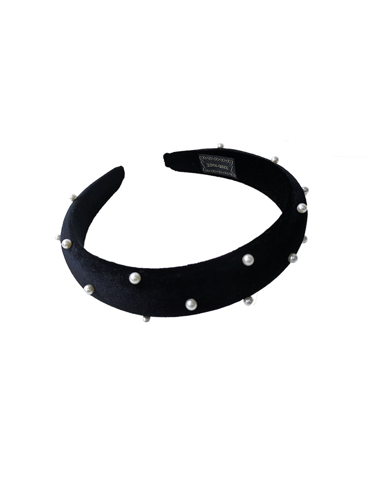 Black Velvet Pearl Headband