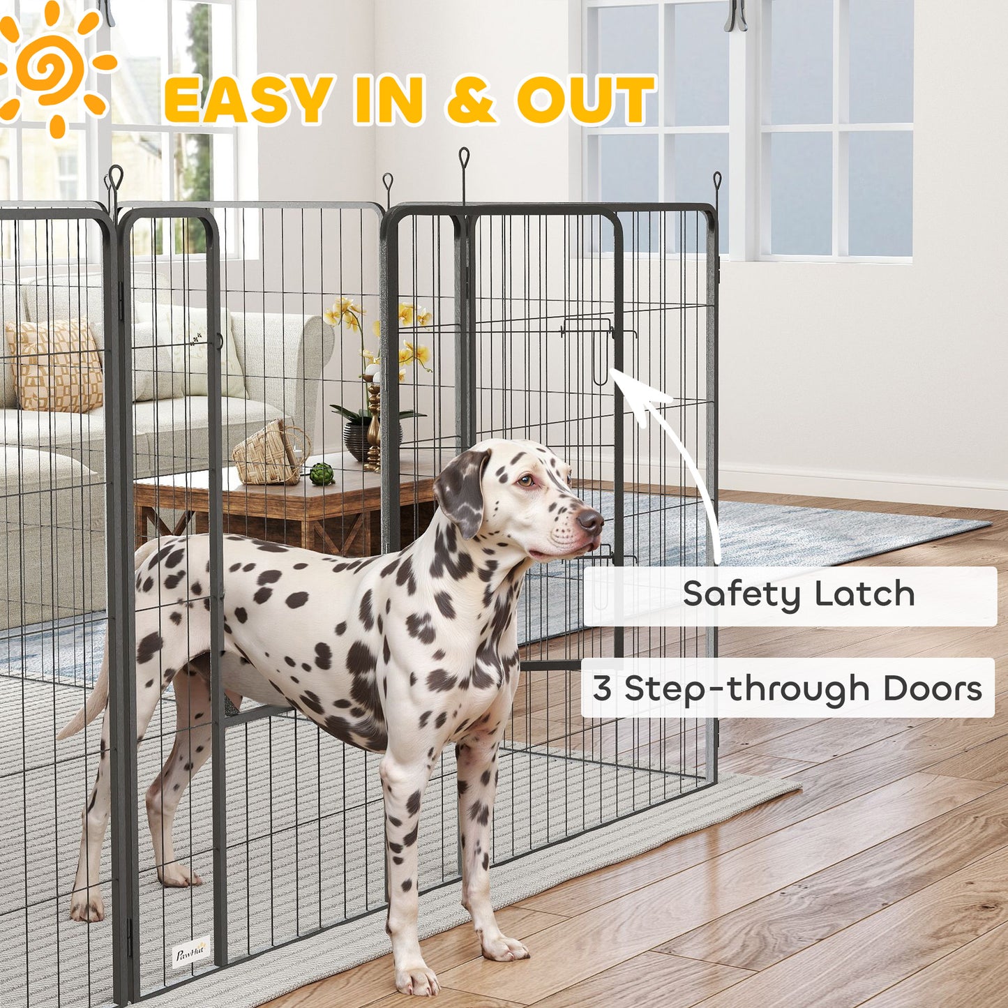 Indoor & Outdoor Dog Playpen with Lockable Doors - 24 Panels, Gray
