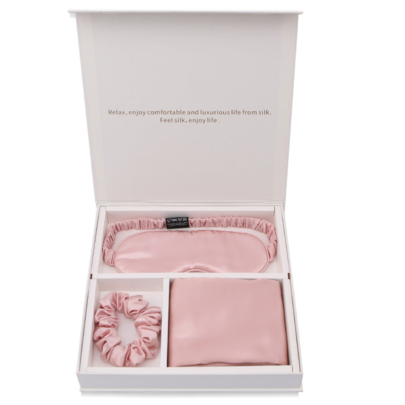 Silk Eye Mask Pillowcase Set with Hair Band - Sleep & Relaxation Gift Box