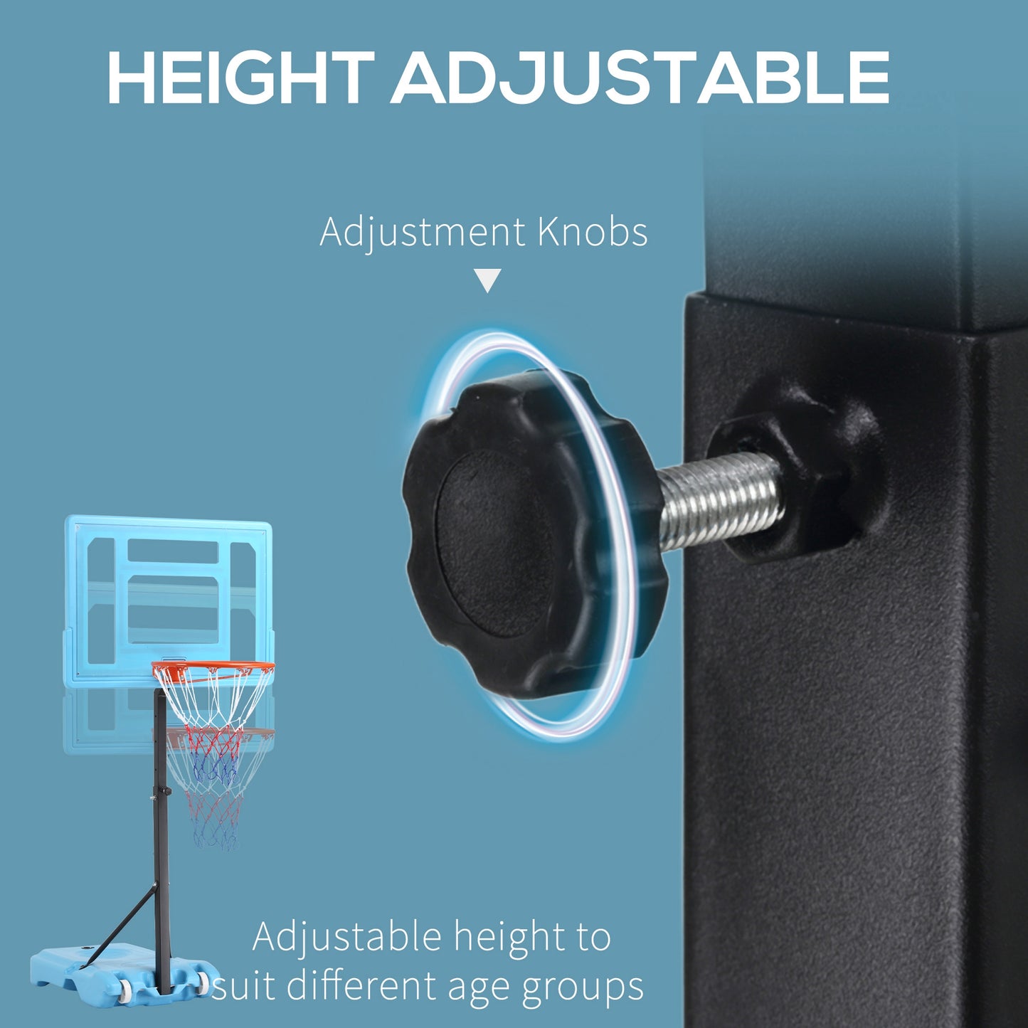 Height Adjustable Portable Poolside Basketball Hoop - Blue/Black/Red