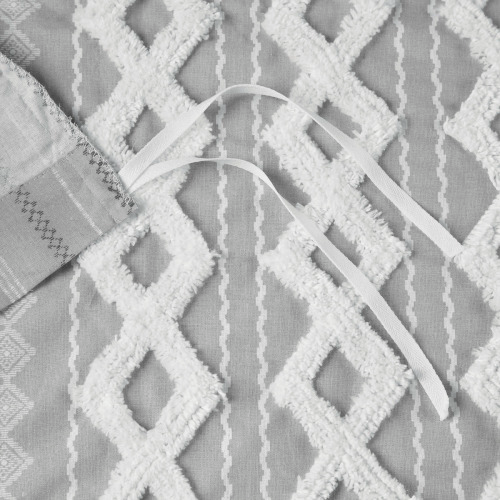 Full/Queen Cotton Duvet Cover Set with Chenille - Multicolor