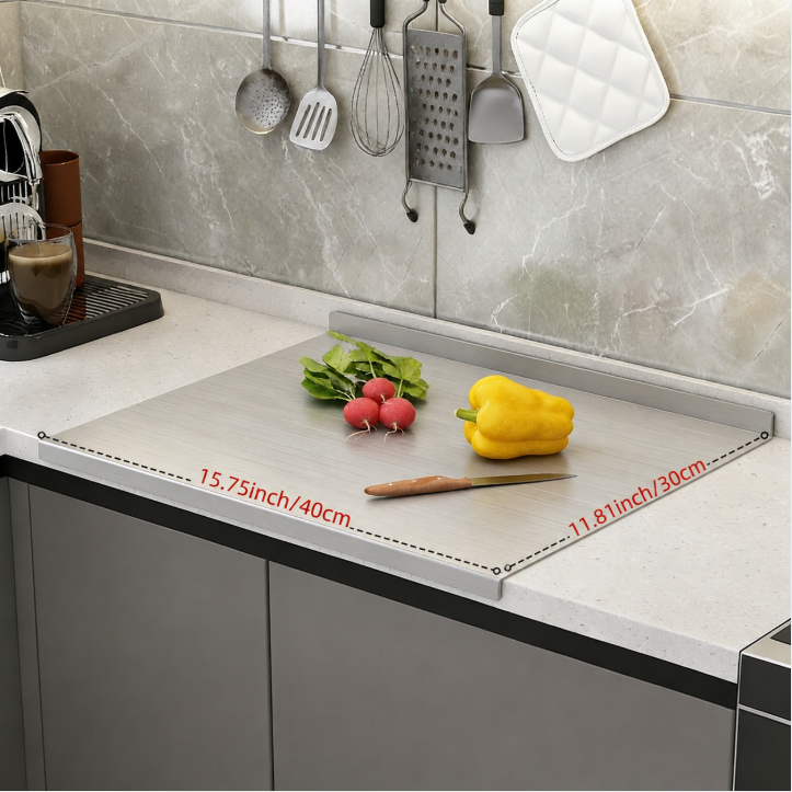 304 Stainless Steel Double-Edge Cutting Board - Non-Slip, Easy to Clean