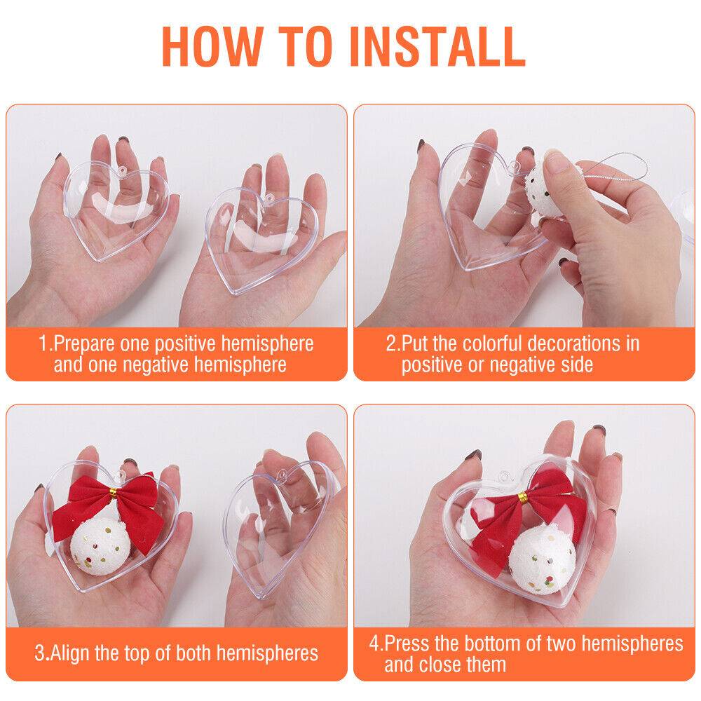 5PC Transparent Christmas Tree Baubles - DIY Ornament Decorations
