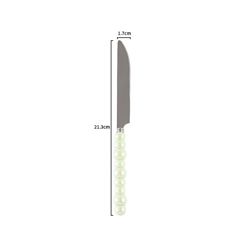Ceramic Pearl Handle Cutlery Set - Spoon Fork Knife Household Dinnerware