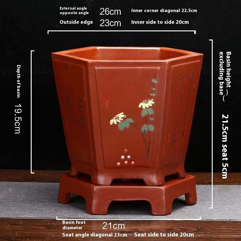 Hexagonal Large Ceramic Flowerpot for Home Garden Indoor Outdoor