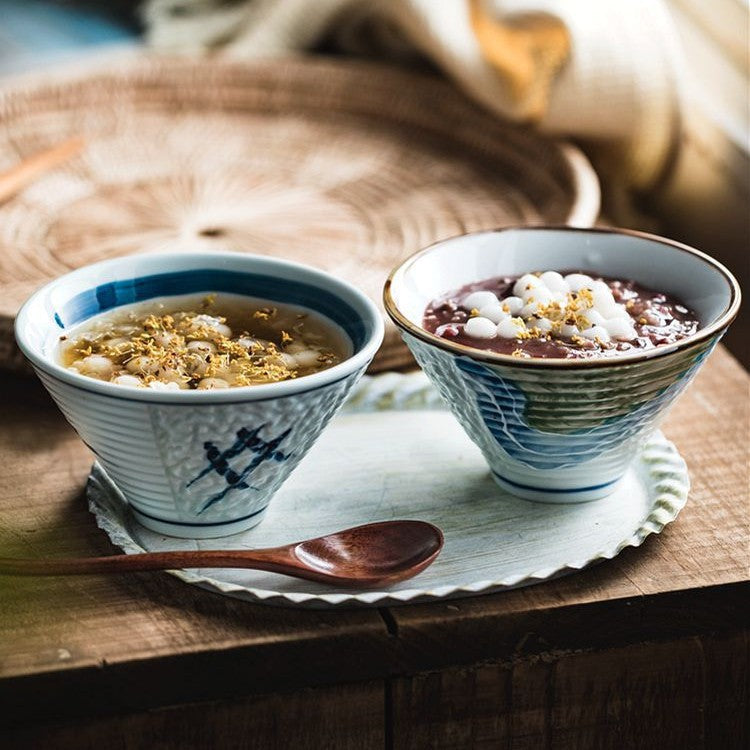 Ceramic Rice Bowl Set - Elegant Dinnerware for Home Use with Variety of Colors