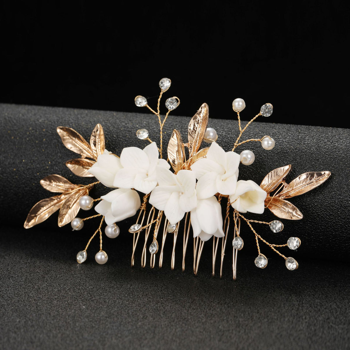 Silver Alloy Leaf Shape Hair Comb Side Hairpin - Elegant Hair Accessory