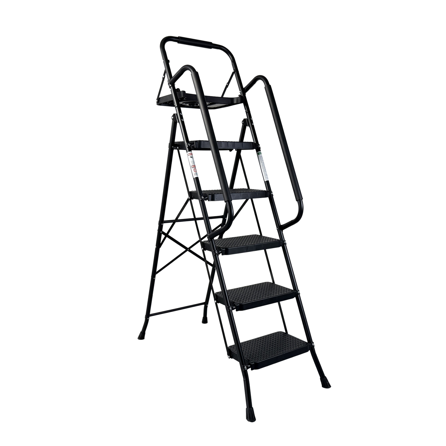 Folding Step Ladder with Wide Anti-Slip Pedal - Black