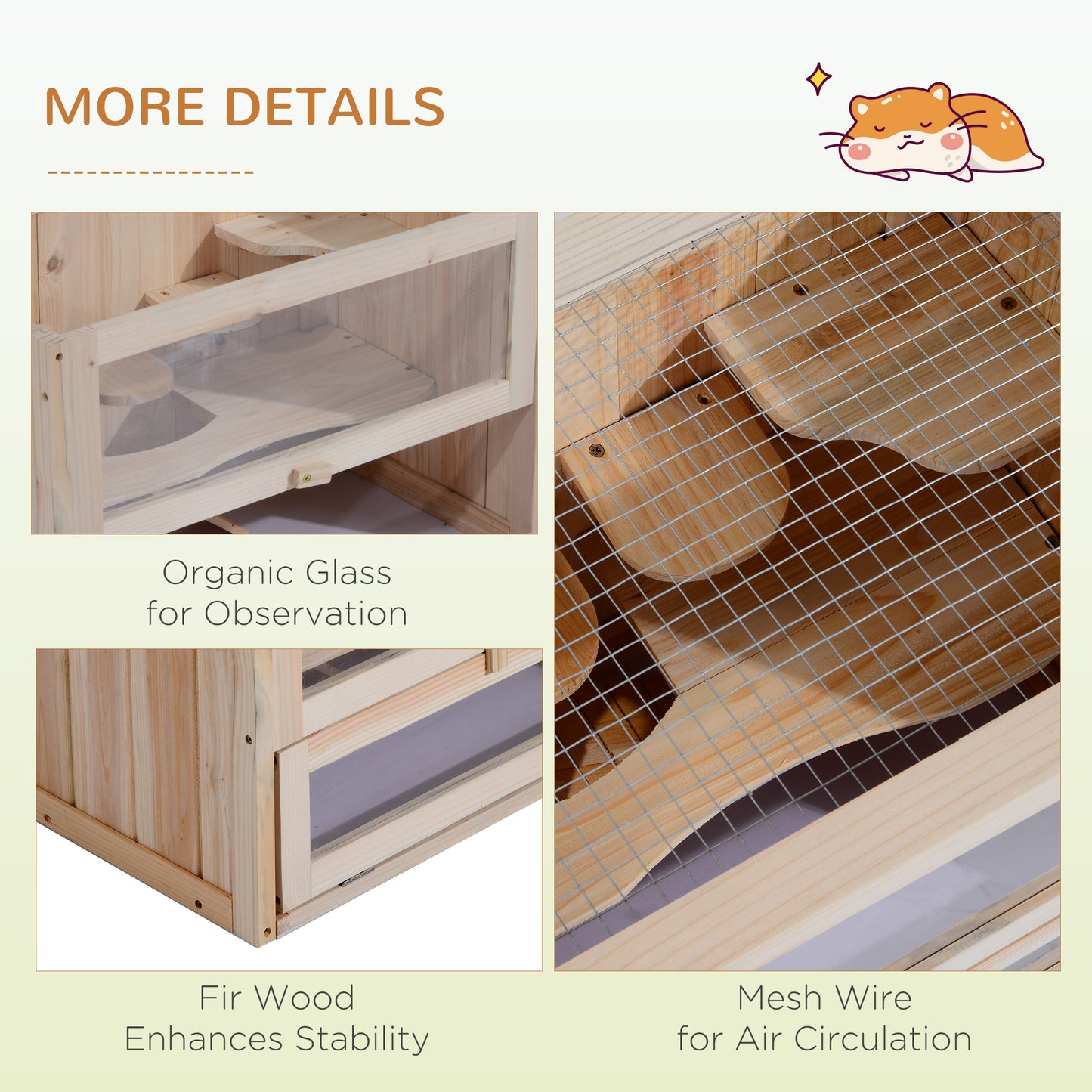 2-Tier Hamster Cage Habitat with Openable Top & Front Door - Wooden Pet House