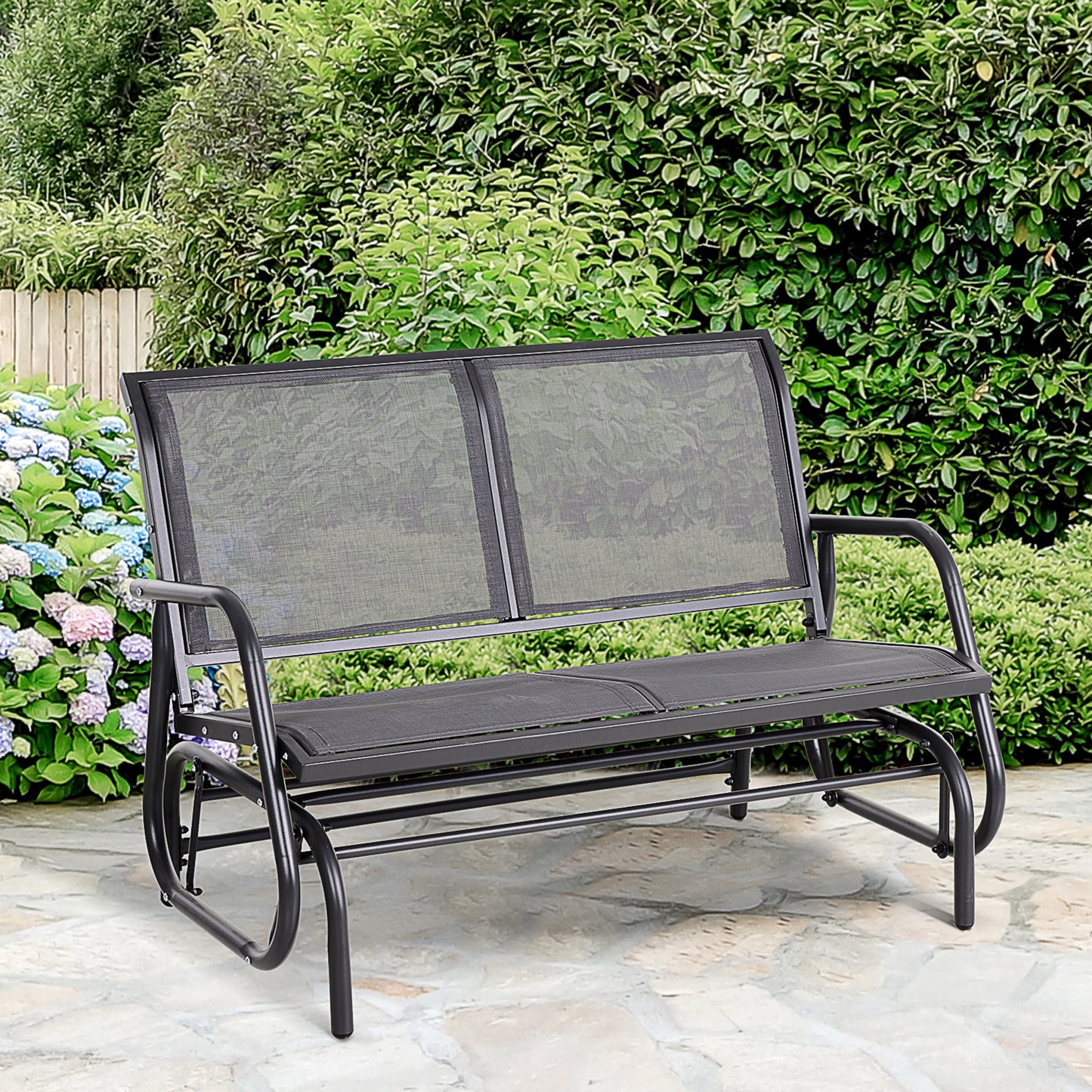 2-Person Outdoor Glider Bench Rocking Chair - Grey