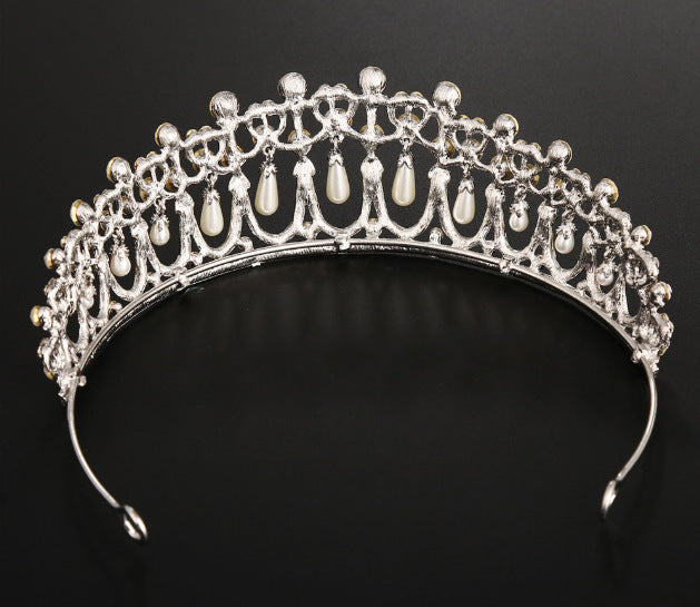 Pearl Crystal Headband Crown for Bridal & Special Occasions White