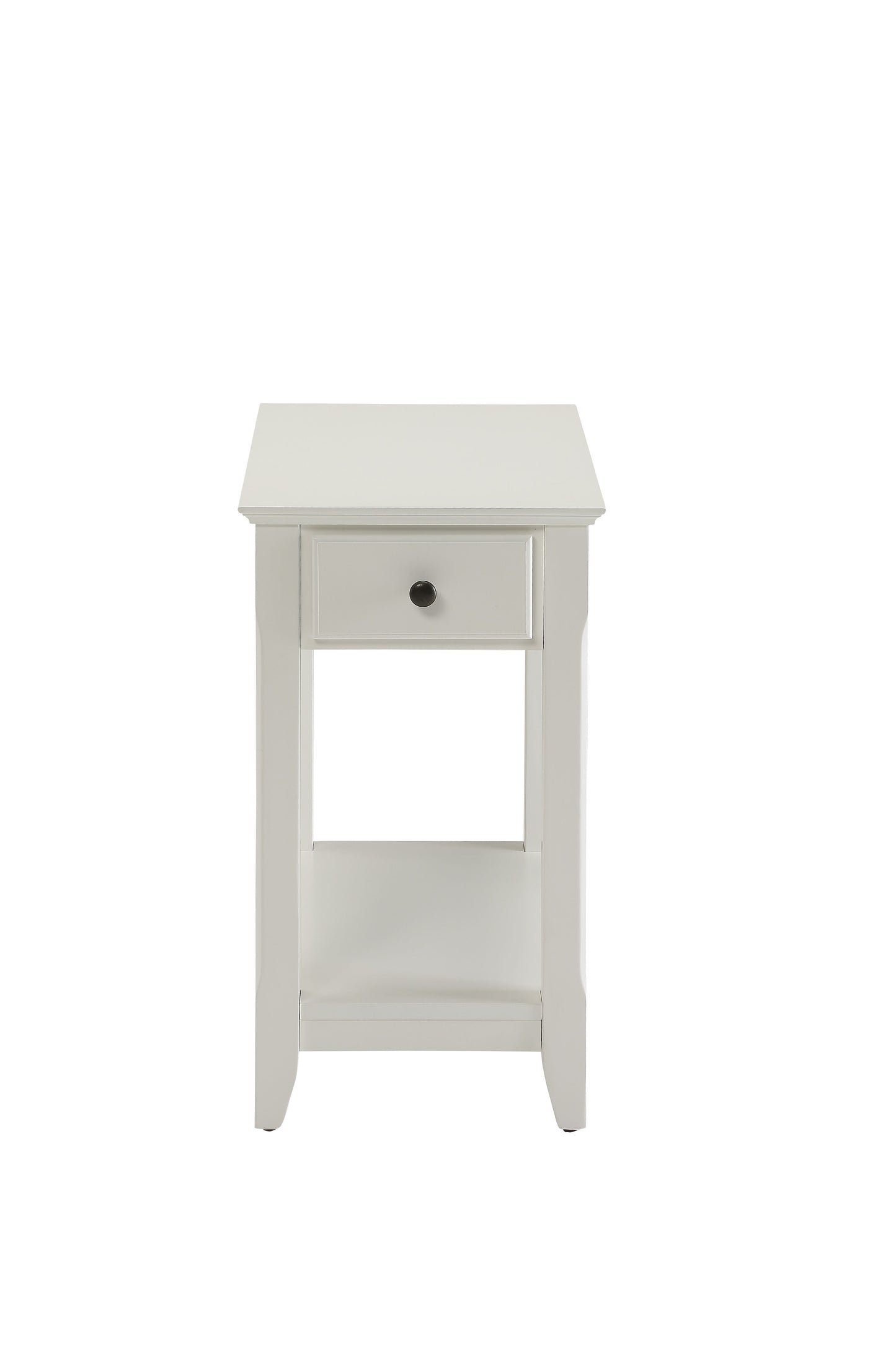 Bertie White Finish Accent Table with Storage Drawer & Shelf