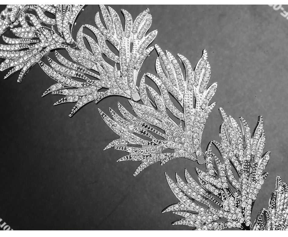 Palace Wedding Crown Headpiece - White Crystal