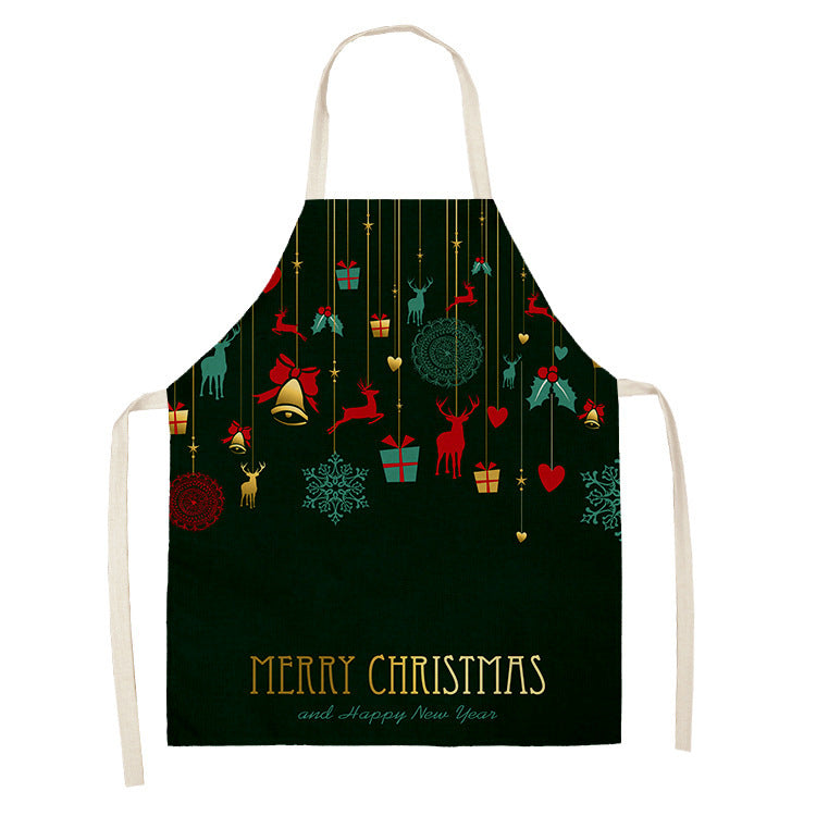 Christmas Dog Linen Apron for Kitchen Household Storage - Multiple Sizes & Styles