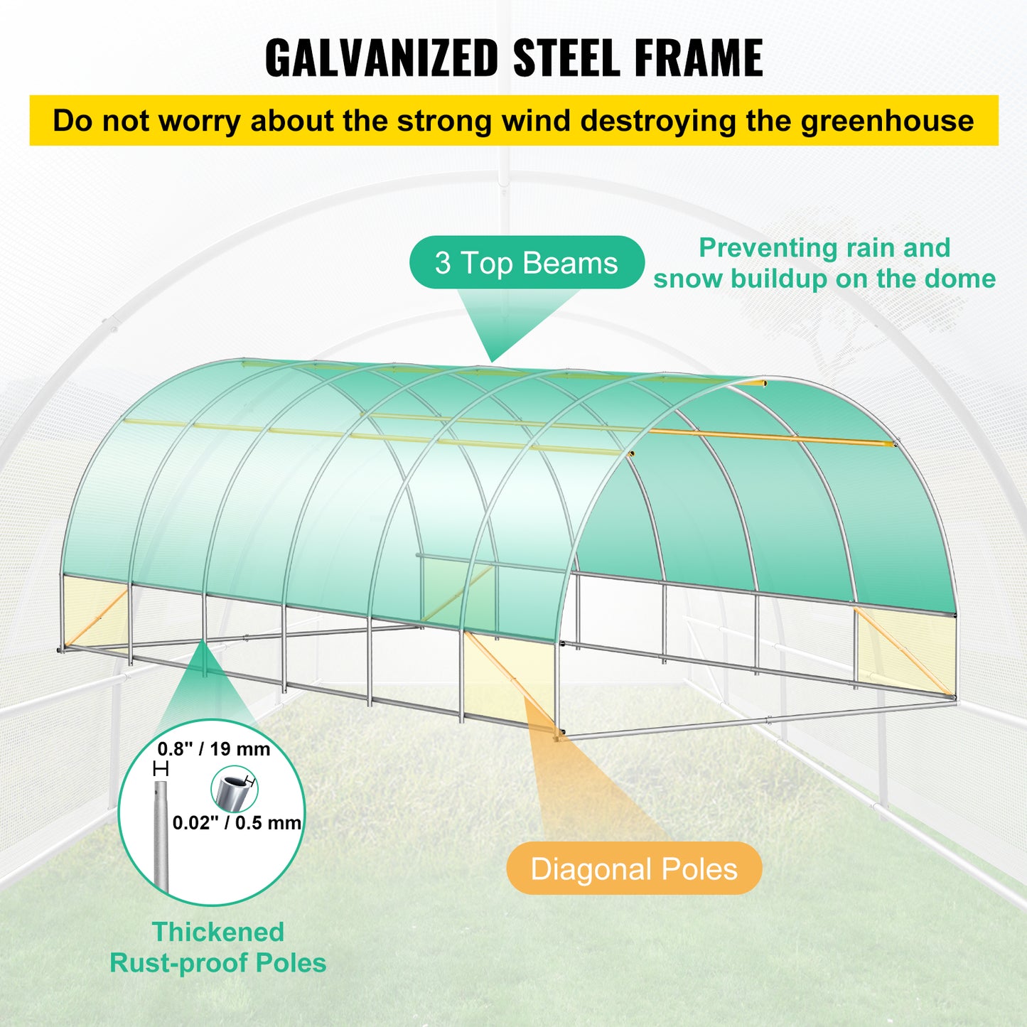 Walk-in Tunnel Greenhouse 20x10x7 Ft Portable Plant Growing Hot House with Steel Frame