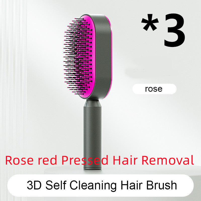 Self-Cleaning Hair Brush with 3D Air Cushion for Scalp Massage & Detangling