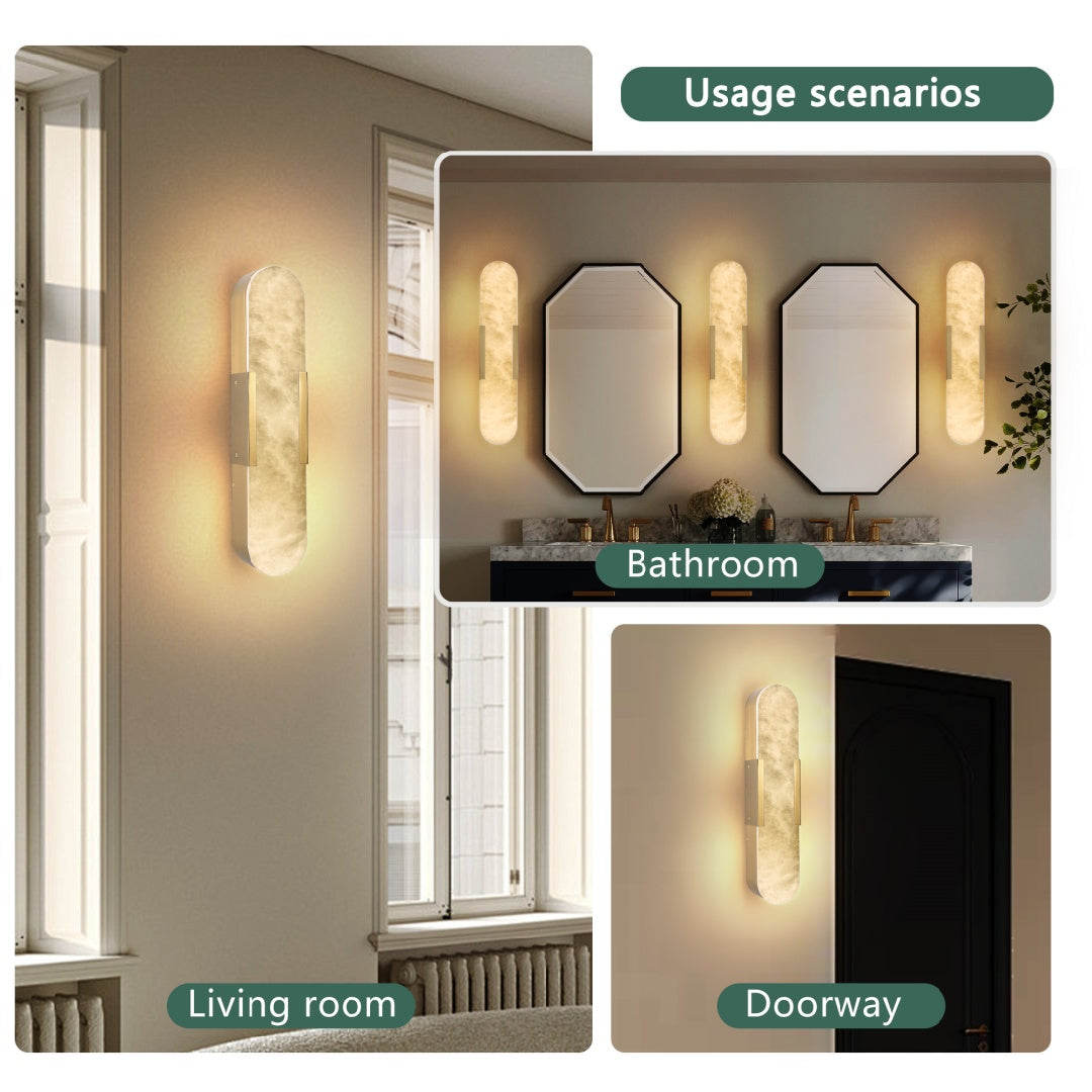 Natural Marble Wall Sconce Set - Modern Gold Lighting for Home