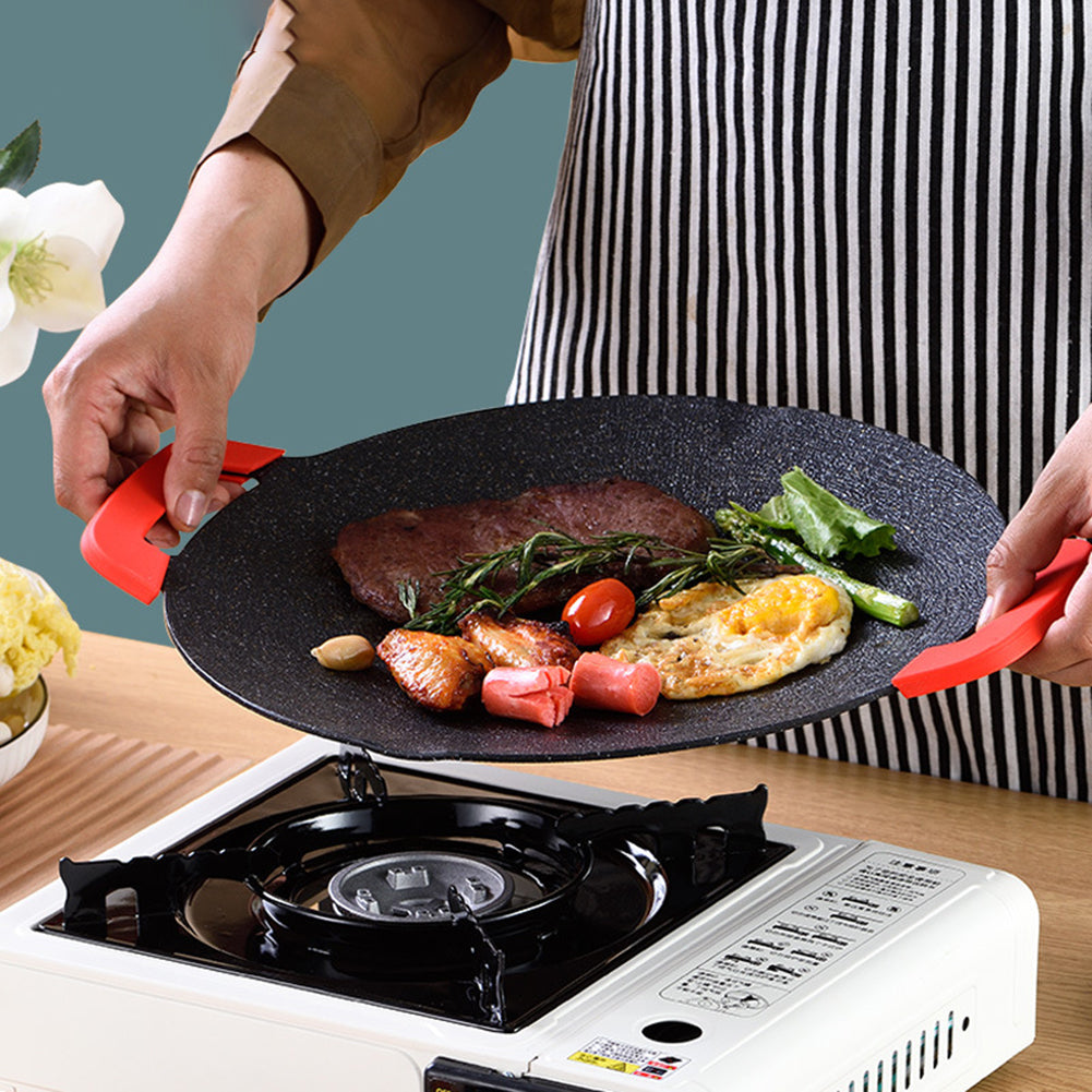 Outdoor Round Maifan Stone BBQ Plate with Silicone Cover - 30cm, 33cm, 36cm