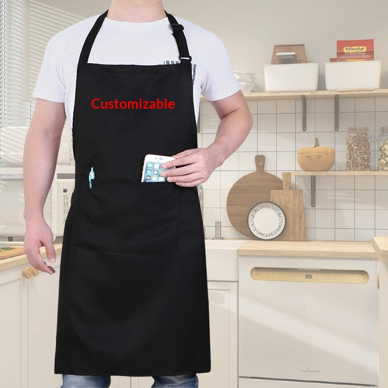Kitchen Apron with D-Ring Double Buckle and Pocket - 70x80cm, Multiple Colors