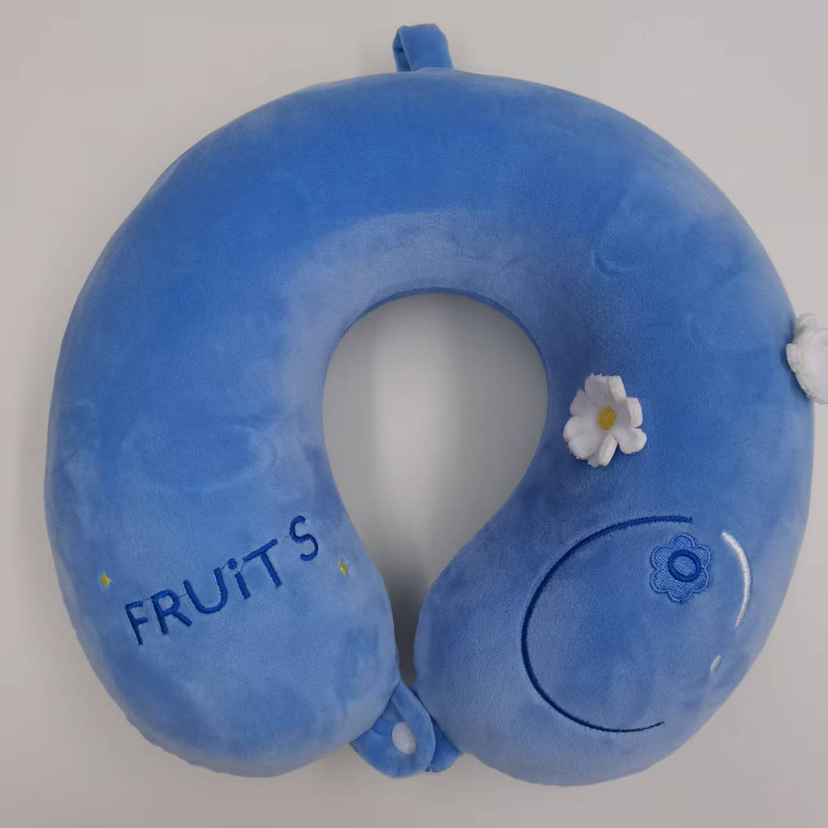 Blue Fruit U-Shaped Memory Foam Travel Neck Pillow - Ergonomic Support