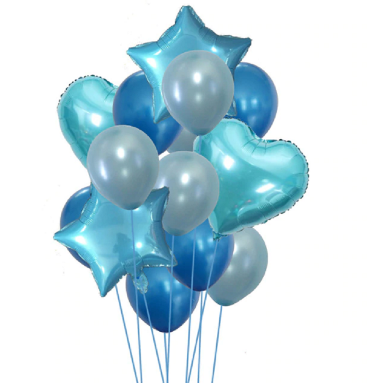 Love Five-Pointed Star Balloon Set - Assorted Metallic Latex & Foil Balloons