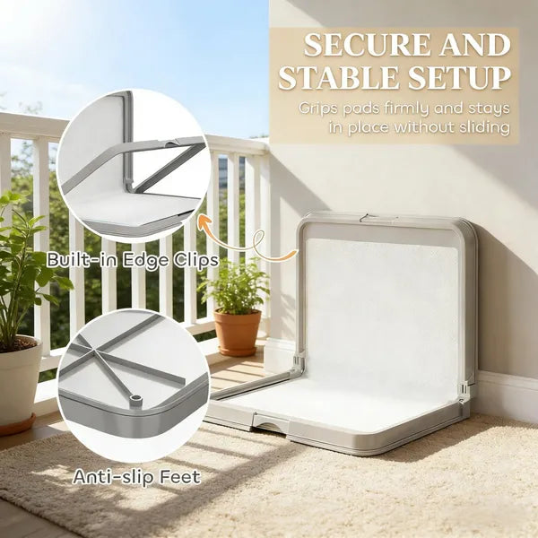 Foldable Dog Litter Box with Pee Pads — Portable, Easy to Clean, Non-Slip, for Indoor & Outdoor Use