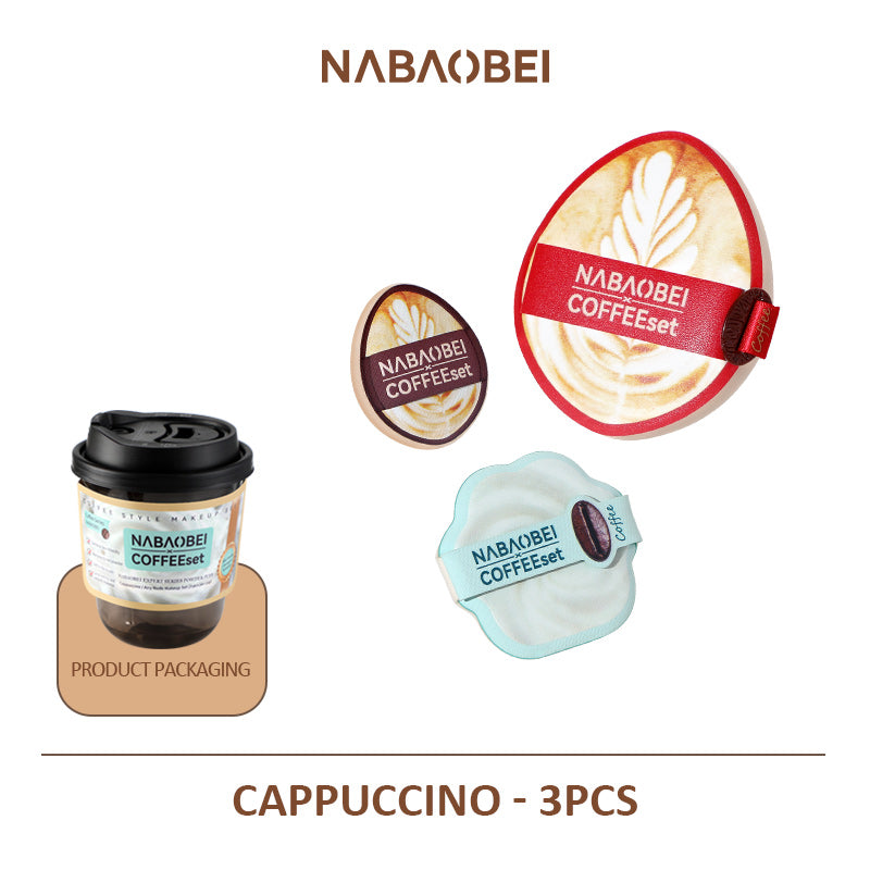 Caramel Macchiato Makeup Sponge Set - 3-Piece Soft Air-Cushion Puff Combo