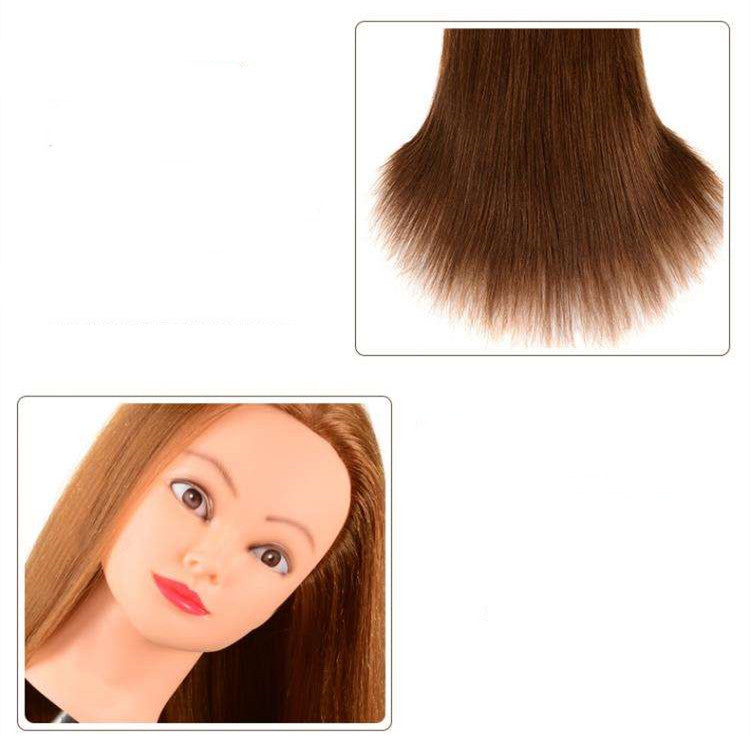 Real Hair Styling Head for Haircut Perm & Dye - Black with Makeup