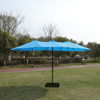 15x9ft Double-Sided Rectangular Patio Market Umbrella - Blue