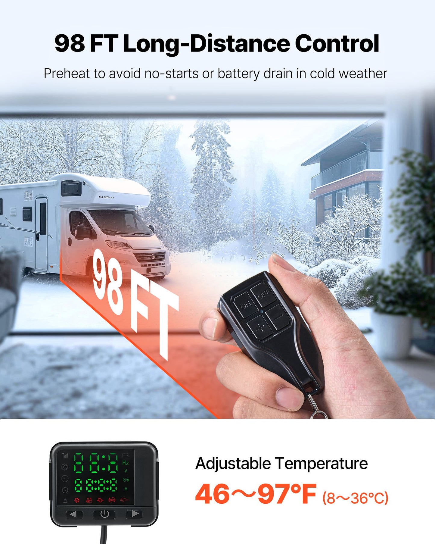 8KW DC Parking Air Heater with 10L Fuel Tank - Black